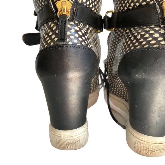 Giuseppe Zanotti Animal Snake Print High Top Leather Wedge Sneaker Size 39 - Picture 7 of 11